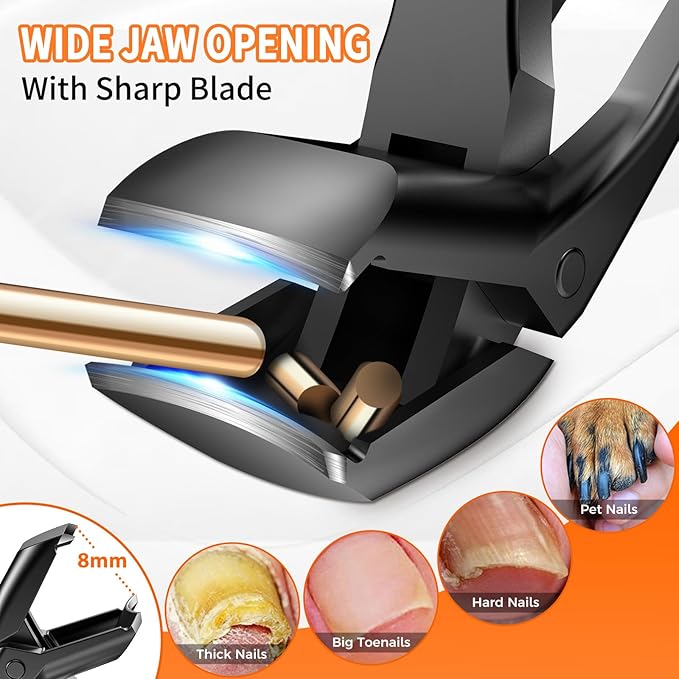 Toenail Clippers for Thick Nails for Seniors, Angled Head Ergonomic Nail Clippers for Men with Catcher, Wide Jaw Opening Heavy Duty Large Toe Nail Clippers for Thick Ingrown Nails