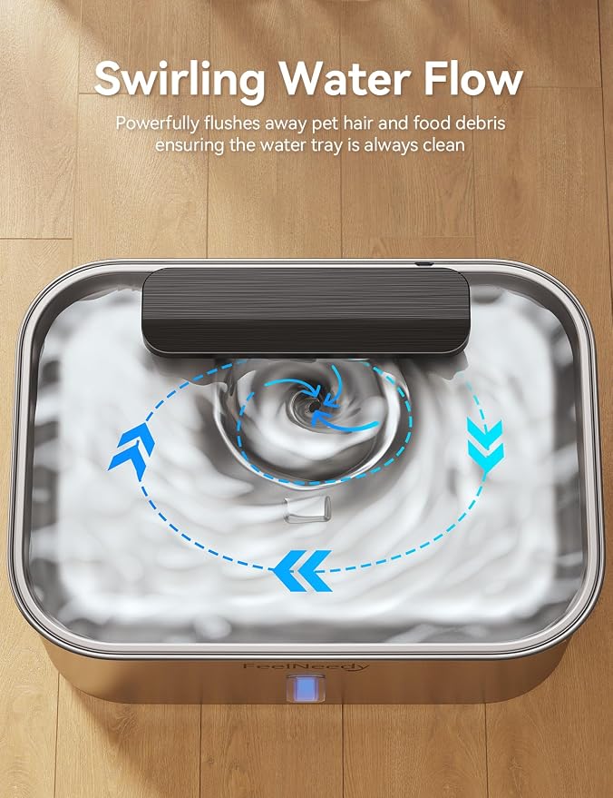 FEELNEEDY 3 Gal Stainless Steel Dog Water Fountain for Large Dog, Pet Water Fountain, Dog Water Bowl Dispenser with Water Level Window, Super Quiet for S-L Dogs and Multi-Pet