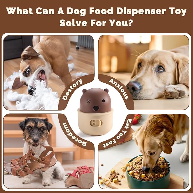 Silicone Dog Slow Feeder Toy - Interactive Puzzle Feeder & Food Dispenser for Small & Large Dogs - Enrichment Toys for Mental Stimulation - Fun Puppy Chew Toys & Cat Treat Dispenser to Keep Pets Busy