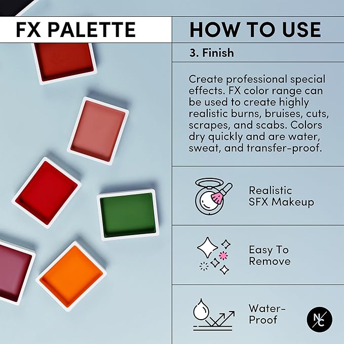 Narrative Cosmetics FX Alcohol-Activated Palette, Activator, and Remover Kit, Professional SFX Makeup Set Multicolor