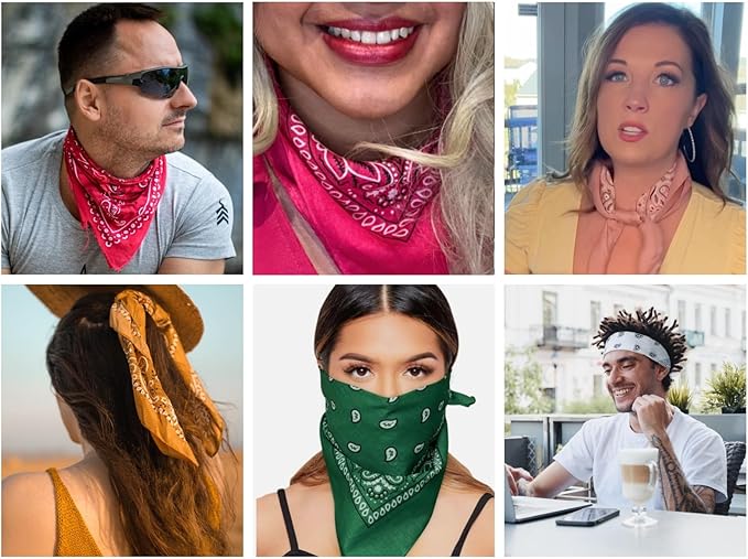 Gift Packaging Bandana for Men Women - 100% Cotton, Paisley, 22x22 In, 1 Pack - Large Bandanna Handkerchief Cowboy Hanky