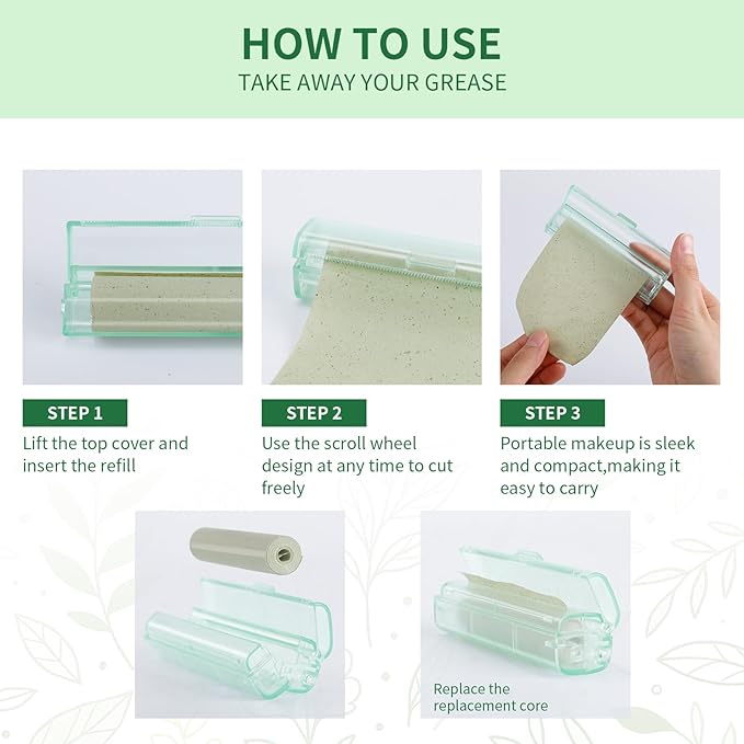 Oil Blotting Sheets for Face, DUcare 3 Roll Green Tea Blotting Paper For Oily Skin, Oil Absorbing Sheets For Face 5M+10M Replacement