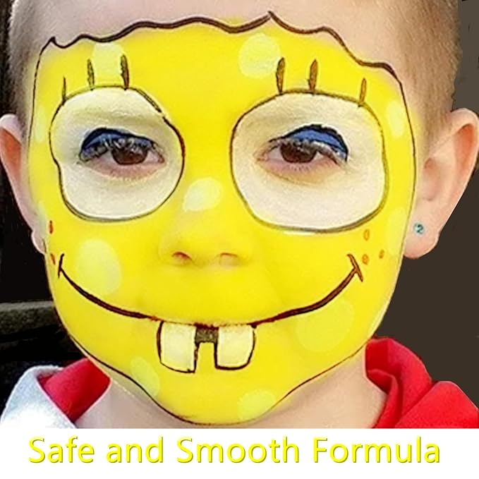 Go Ho Yellow Face Body Paint Washable(2.37oz/pc),Water Based Cream Full Yellow Body Paint for Monster Minions Lion Tiger SFX Cosplay Costumes Festivals Halloween Makeup