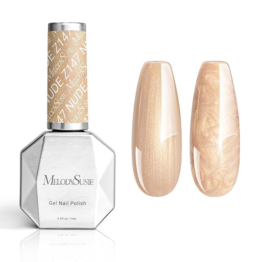 MelodySusie Champagne Shimmer Gel Nail Polish,0.5fl oz Soak Off UV LED Gold Shimmer Mermaid Glitter Drawing Gel Polish Gift for Women Nail Art Manicure Salon DIY Nail Design Decoration at Home-z147