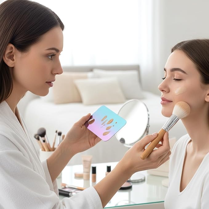 2 Set Acrylic Cosmetic Makeup Palette, Makeup Mixing Tray with Makeup Spatula for Cream Liquid Foundation Eye Shadow Lipsticks Nail Art Beauty Salon (Iridescent and Transparent)