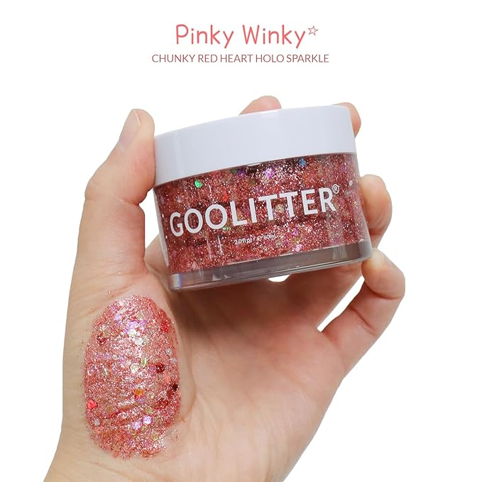 Face, Body & Hair Holographic Pink Glitter Gel [Pinky Winky] 2oz (60mL) | Chunky | K-Beauty | Halloween, Festival, EDM, Rave, Party, Concert, Costume Makeup| Vegan, Cruelty Free