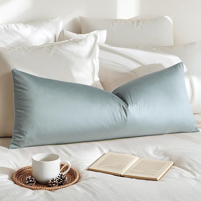 Artscope Luxury Velvet Lumbar Pillow Cover Super Soft Decorative Rectangle Throw Pillow Covers Case Cushion Covers for Sofa Couch Bedroom Car Decor 14x36 Inch Light Grey