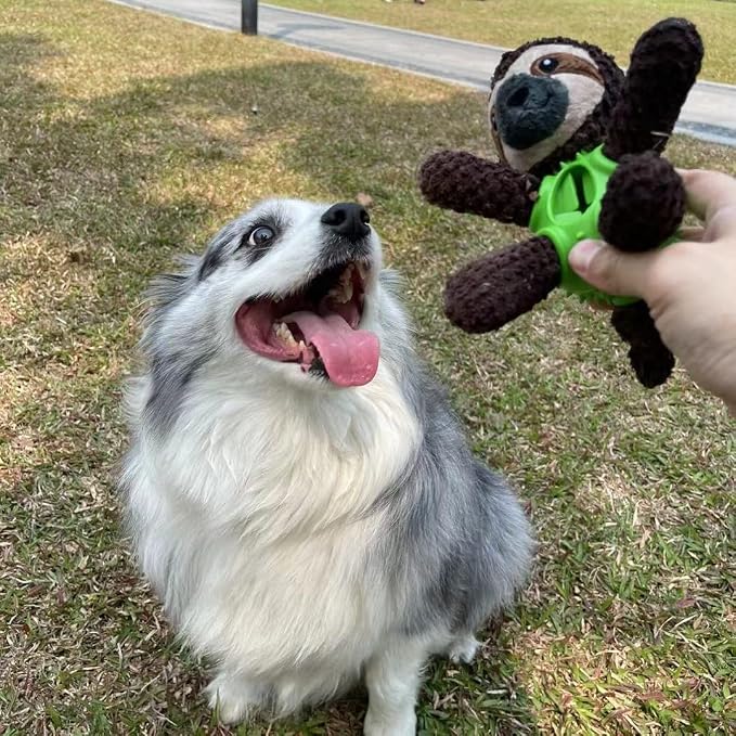 Squeaky Dog Toys, Interactive Durable Plush Pet Toys,Food Dispensing Toy,Funny Rubber Chew Puzzle Toy for Puppy Middle Large Dogs