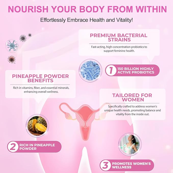 newseel Vaginal Probiotics for Women,Ph Balance for Women,Feminine Balance Gummies,Womens Probiotic Vaginal Vitamins Supplement,Improve Immune,Promote Vaginal Health - 60 Pineapple Gummies