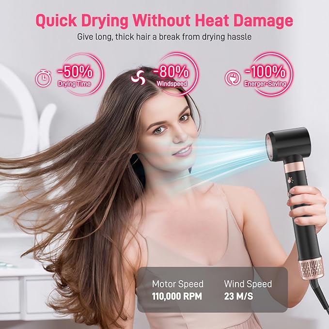 MESCOMB Dual Voltage Hot Air Styler Wrap - 5 in 1 Hair Dryer Brush with Fast Drying Blow Dryer, Styling, Straightening & Volumizing with Travel Bag (100V–240V) -Black + Pink