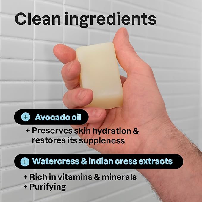 ATTITUDE Bar Soap Body Wash for Men, For Body and Hands, 99% Natural Origin Ingredients with Avocado Oil, EWG Verified, Eucalyptus & Sage, 4 Oz