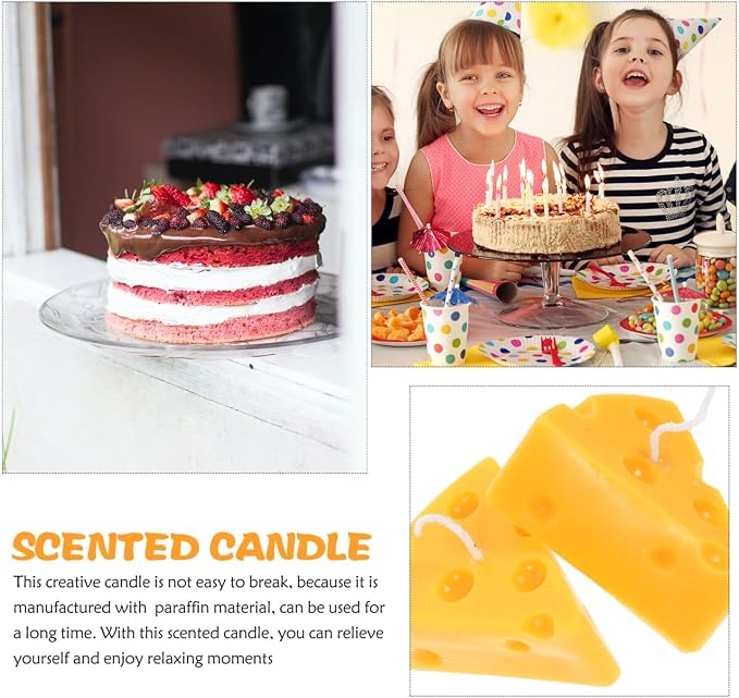 2pcs Cheese Shape Aromatherapy Candles with Fragrance Paraffin Wax Scented Decorative Candles for Party Home Relaxation Stress Relief Birthday and Festival Gift