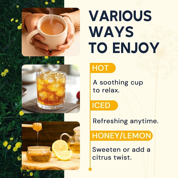 Dandelion Leaf & Root Herbal Tea-Caffeine-free herbal tea，No Sugar，100 Teabags