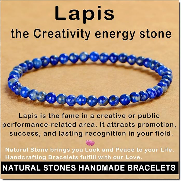 AD Beads Handmade Gemstone Stretch Elastic Bracelet Crystal Healing Reiki Nature's Beauty and Spiritual Essence Unisex