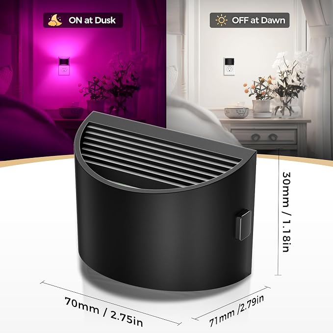 Night Light, Night Lights Plug into Wall, Adjustable, RGB | 3 Level Brightness Adjustable Plug in Night Light, Dusk to Dawn Sensor, Nightlights for Adults, Bedroom, Bathroom, 2 packs