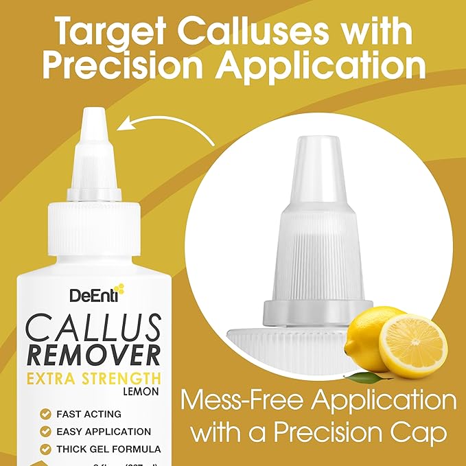 Callus Remover for Feet, Extra Strength Foot Callus Remover Gel, 8oz Salon Grade Home Pedicure Supplies for Dry Skin, Cracked Heel, Professional Strength Foot Care, Lemon