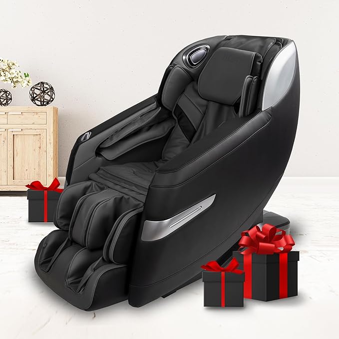 Osaki Titan Quantum Black Massage Chair with 3D SL-Track Rollers, 3 Step Zero Gravity, Full Body Airbag Massage, Intelligent Voice Control, Back & Calf Heat and Foot Roller Massage