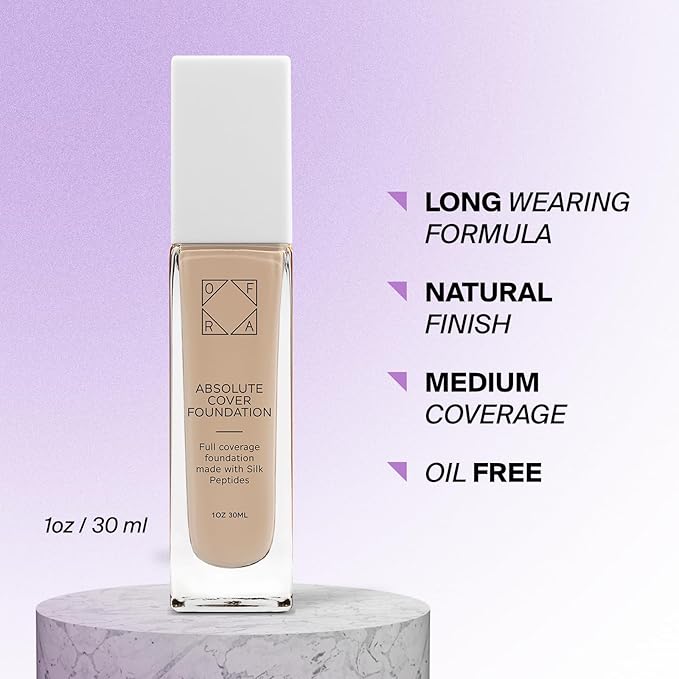 Absolute Cover Foundation #2 | Liquid Medium Coverage Foundation with Natural FInish | Oil-Free Face Makeup | Light Medium Shade with Neutral Undertone | 1oz/30ml