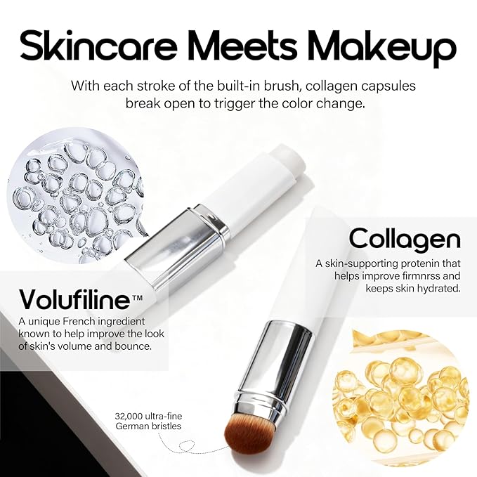 Color Changing Foundation Stick, Medium to Full Coverage Cream Stick Hydrating Makeup, Dual-Ended with Soft Brush for Flawless Look, Portable & Travel-Friendly (Natural) (Ivory)