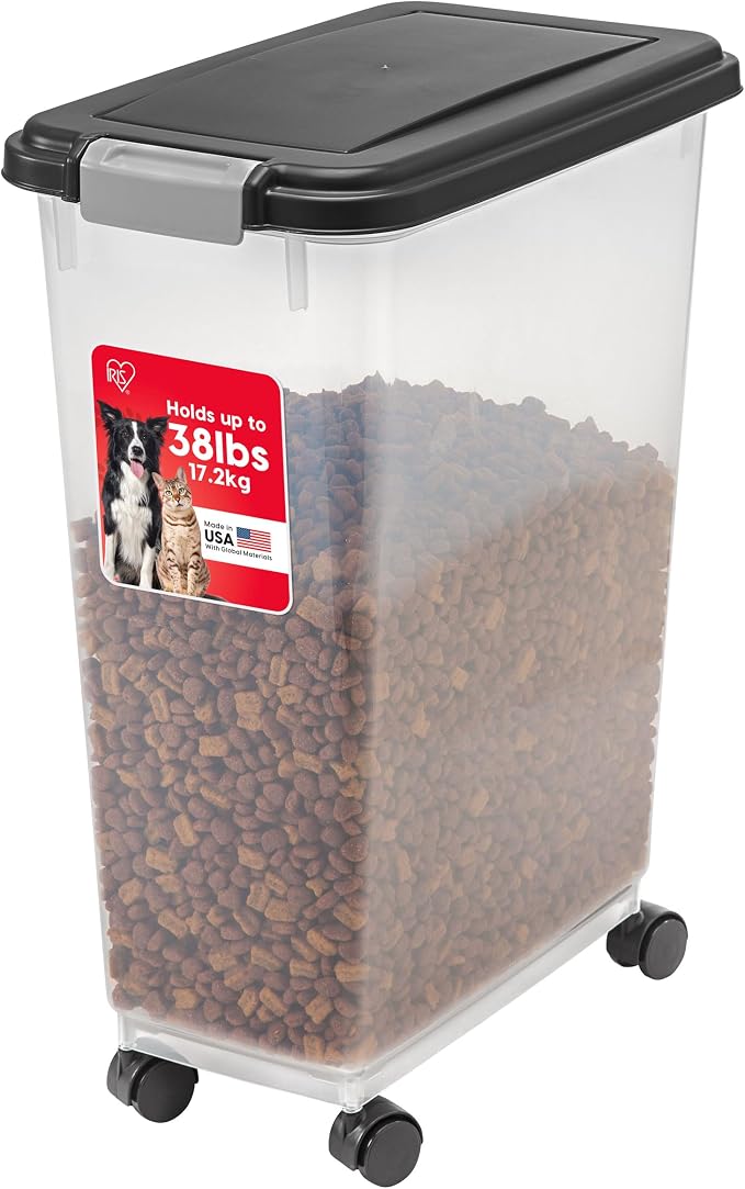 IRIS USA Dog Food Storage Container, Up to 38 lbs, Black, Made in USA