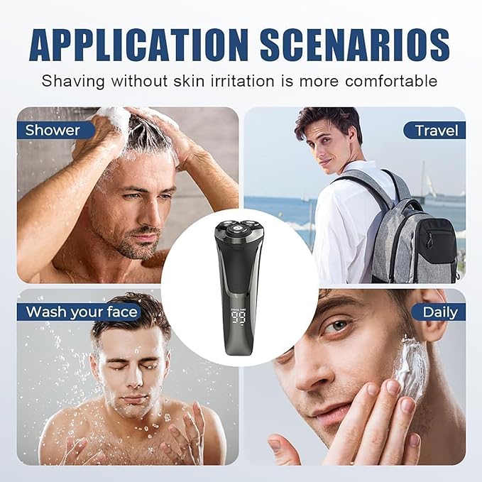 Snapbuy Electric Razor for Men, Snapbuy Electric Razor Pro of Father, Electric Shavers for Men,Ipx7 Waterproof Cordless Shaver with 90-Min Runtime, 4D Floating Head Rotary Shaver, Fast Charging(Black)
