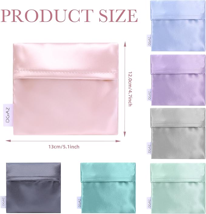 DGAZ Silk Sanitary Napkin Storage Bag, Period Bag for Teen Aged Girls, Portable Period Bag for Panty Liners/Menstrual Cup/Small Tampons，Mini Makeup Bag for Purse(Pink)
