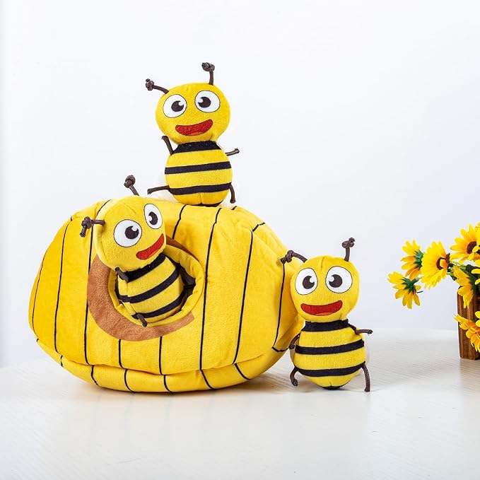 Hollypet Squeaky Hide and Seek Dog Toys for Small and Medium Dogs, Bees