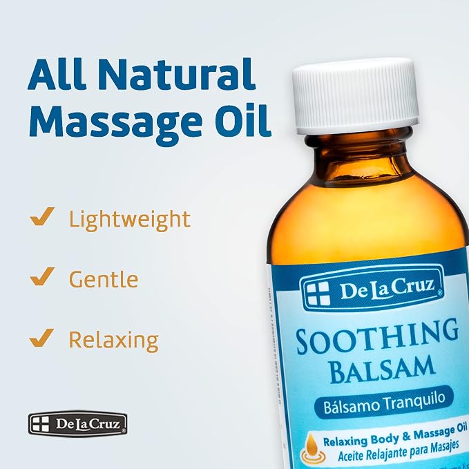 De La Cruz Soothing Balsam (Balsamo Tranquilo) Massage Oil - No Preservatives or Artificial Colors - Made in USA - 2 FL OZ (6 Bottles)