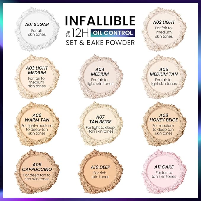 Loose Setting Powder - Translucent Finishing Powder for Face With Built-in Puff, Oil Control & Pore Blurring, Soft Matte Makeup, Vegan & Long Lasting, Pink 11 (0.21 oz)