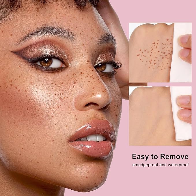Freckle Stamp with 5 Point Precision Stamp Head, Natural Looking Faux Freckle Stamp Waterproof Fake Freckle Stamp Pen, High Pigment Long-Lasting Lifelike Sunkissed Pencil Tool Makeup (01# Light)