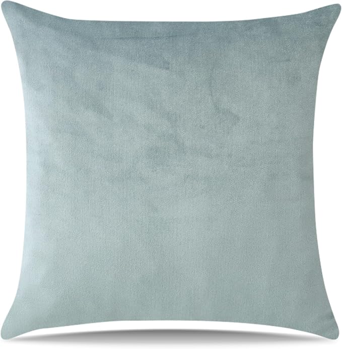 Artscope Luxury Velvet Pillow Covers Super Soft Decorative Square Throw Pillow Covers Case Cushion Covers for Sofa Couch Bedroom Car Decor 22x22 Inch Light Grey