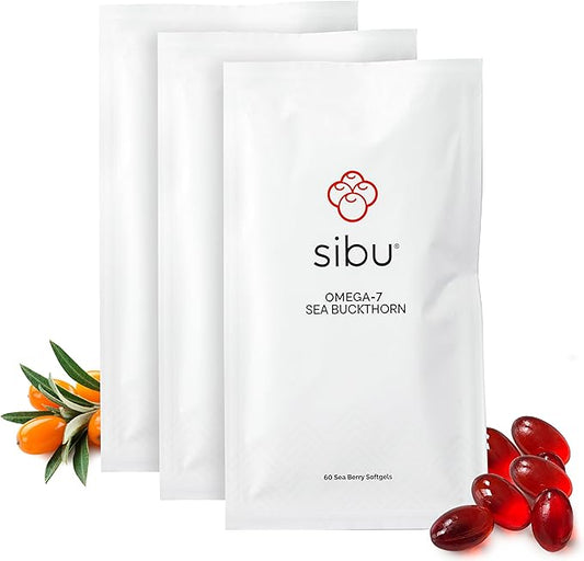 sibu Sea Buckthorn Omega-7 Softgels (90-Day Refill Sachet) – Supplement for Healthy Skin, Hair, Nails and Dryness