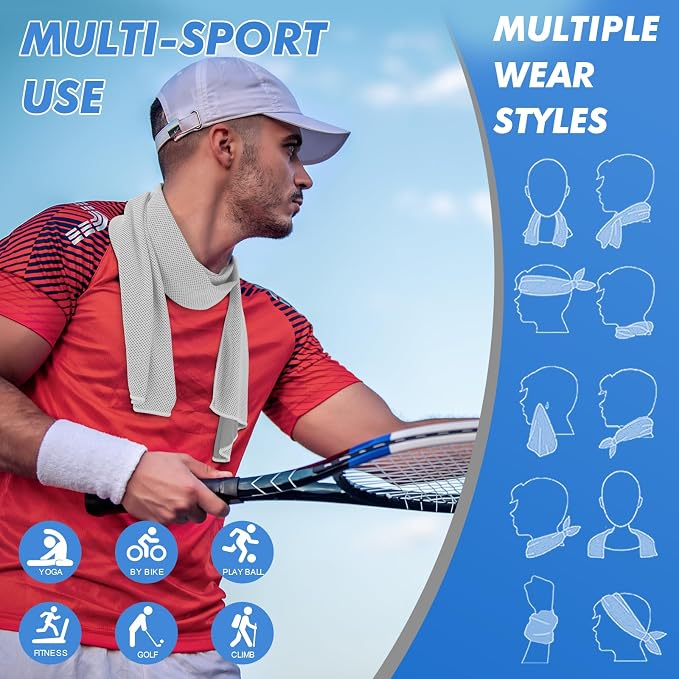 CSITE 6 Pack Cooling Towels (47"x12") for Neck and Face, Ice Towel for Hot Weather, Soft Breathable Chilly Gym Towels, Microfiber Towel for Work Out, Yoga, Running, Camping & More Activities
