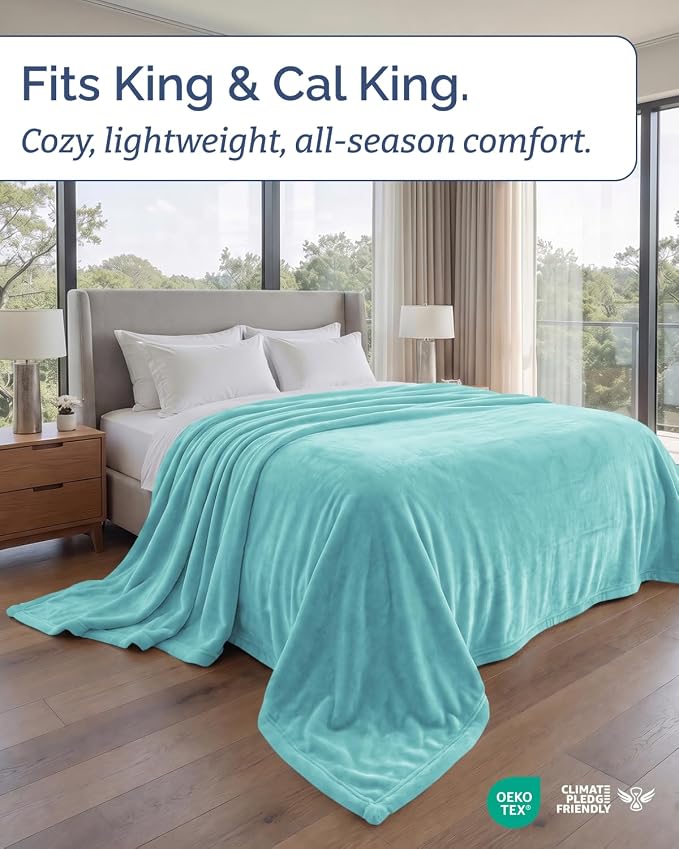 Ultra Soft Fleece Blanket Giant Blanket Size - Flannel Fleece Luxury Blanket - Lightweight for Couch Bed Chair - Thick, Warm and Breathable - All Season Cozy, Turqoise