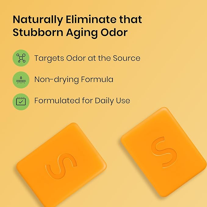 Japanese Persimmon Cleanser Bar 2 Pk Bundle for Body Odor, Persimmon Solution for Old People Smell - Natural Antibacterial Body Bars, Organic Formula, Japanese Skin Care, Antibacterial Hygiene