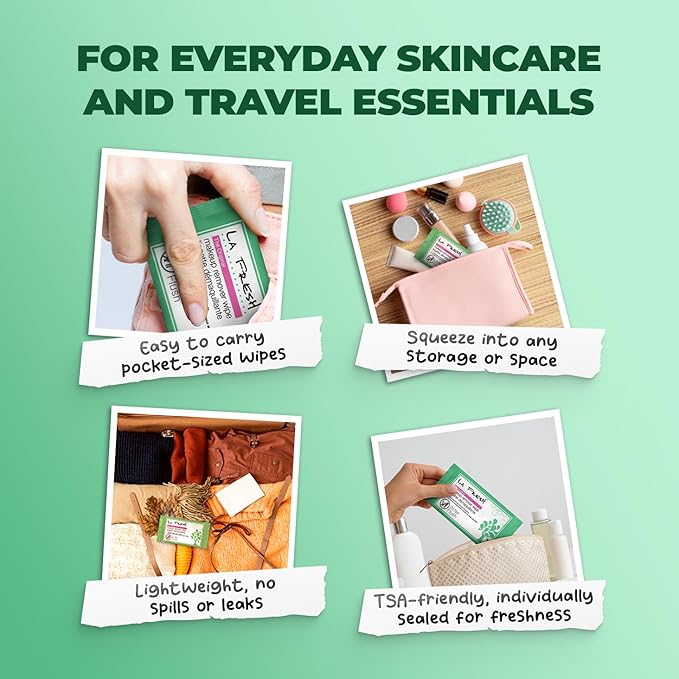 LA Fresh Makeup Remover Wipes with Vitamin E - Make up Remover for Face, Eyes, Lips - Face Travel Essentials - Case of 50ct Makeup Wipes