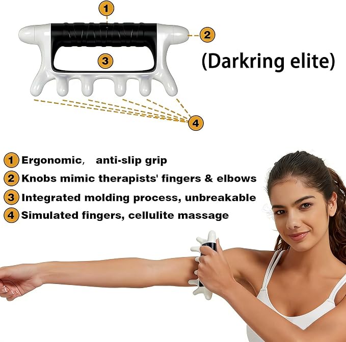 DARKRING Stainless Steel & Engineering Plastic Facial Massage Tool Set - Pressure Point Blaster for Tissue & Fascia, Trigger Point Massage Tool (Black)
