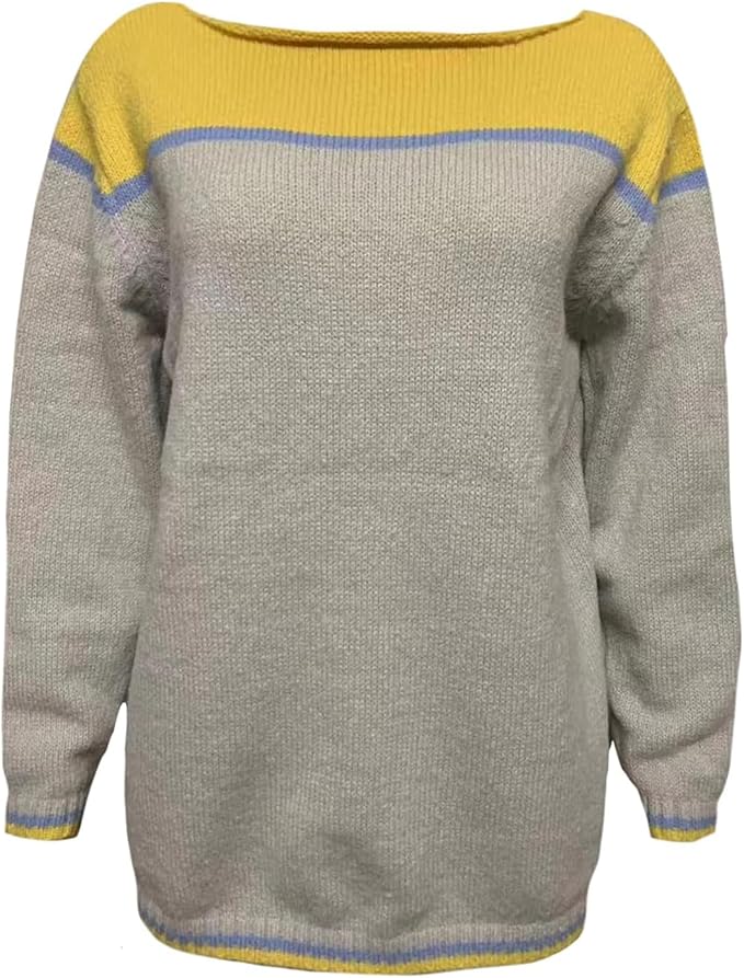 Zhyaj Fair Isle Sweater for Womens Winter Long Sleeve Vintage Knitted Sweater Casual Fall Crew Neck Pullover Sweaters