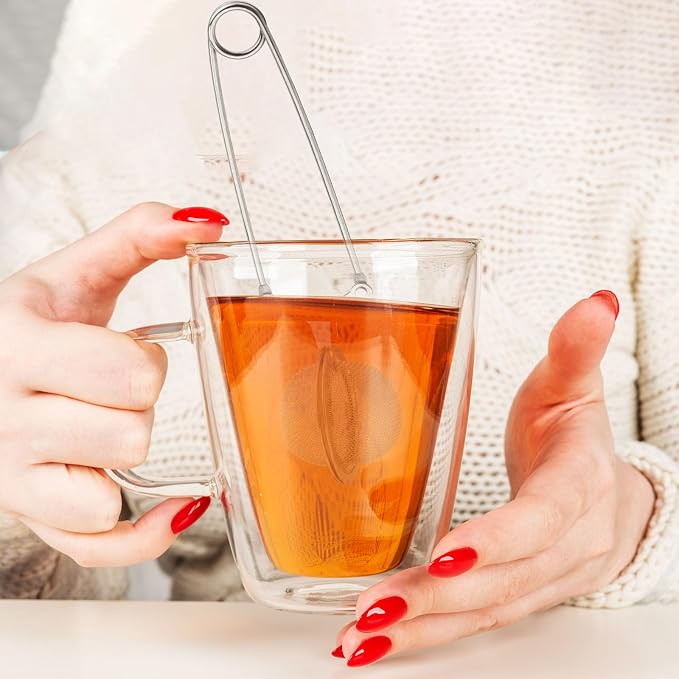 Yinder 40 Pcs Loose Leaf Tea Infuser Stainless Steel Mesh Snap Tea Ball Strainers with Handle Metal (Silver)