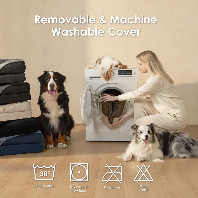 EHEYCIGA Orthopedic Dog Bed for Large Dog, Memory Foam Dog Couch, Black | 36x27 Inch Large Sized Dog Sofa with Sides, Waterproof Liner & Washable Removable Cover, Bolster Pet Couch