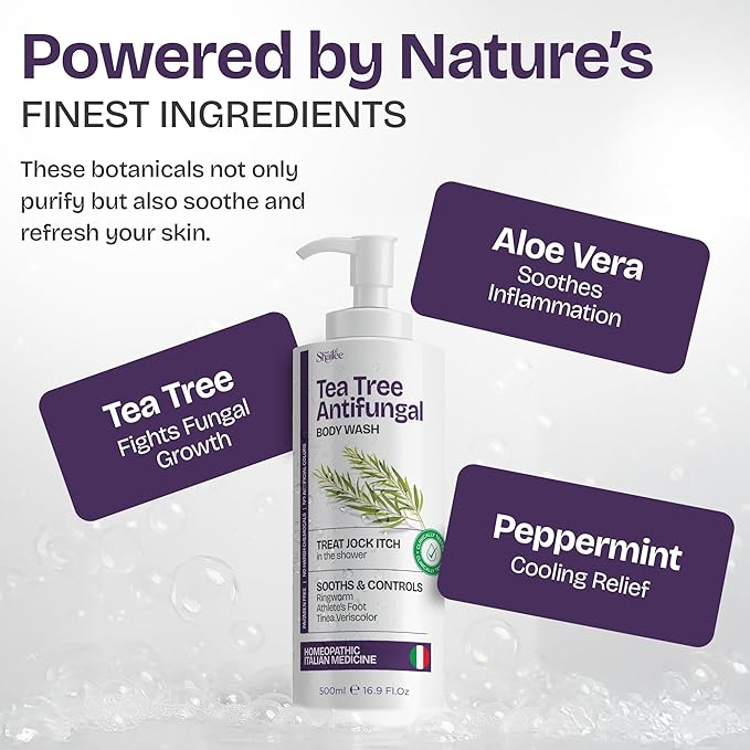 AntiFungal Body Wash With Tea Tree Oil For Jock Itch, Athletes Foot & Ring Worm | Paraben Free Tea Tree Soap For Men & Women 16.9 fl oz For All Skin Types