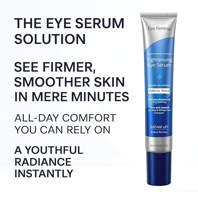 Instant Under Eye Lift Serum – Fast-Acting Firming Formula to Reduce Eye Bags, Wrinkles, Puffiness & Dark Circles | Advanced Polysaccharide Technology for Mature Skin – 20 mL (Fragrance Free)