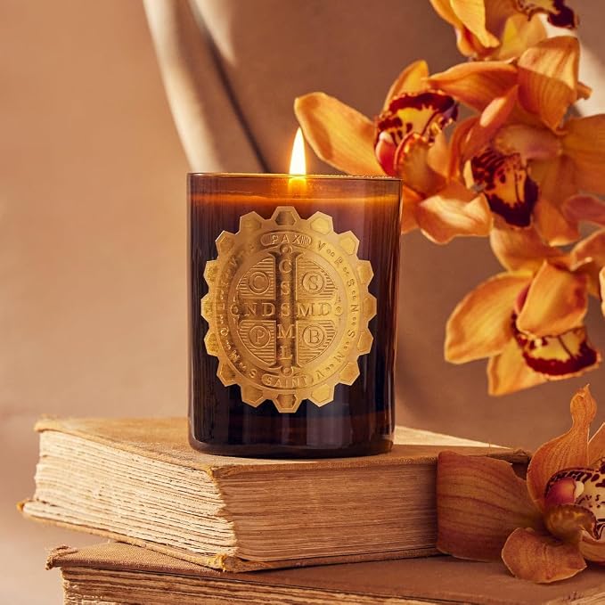 SAINT Benedict Scented Candle with Prayer and Prayer Coin | Saint of Peace and Protection from Evil - Soy Coconut Aromatherapy Candle with 80 Hour Burn Time, Special Edition