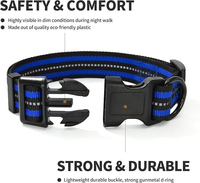 Mile High Life Reflective Dog Collar, Adjustable Lightweight Quick Release