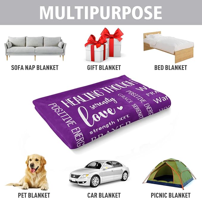 Warm Hugs Healing Blanket, Get Well Gifts for Women Men | After Surgery, Breast Cancer Gifts for Women Friends, Inspirational Blanket, Soft Comfort Throw Blankets 50" x 60"