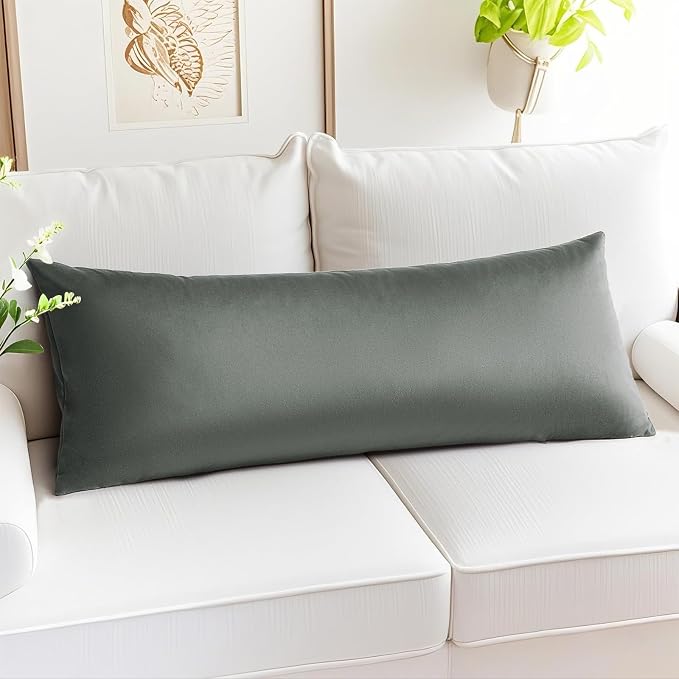 Artscope Luxury Velvet Lumbar Pillow Cover Super Soft Decorative Rectangle Throw Pillow Covers Case Cushion Covers for Sofa Couch Bedroom Car Decor 14x36 Inch Dark Grey