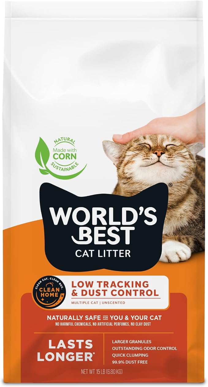 World's Best Cat Litter, Low Tracking & Dust Control, Unscented, 15 lb Bag