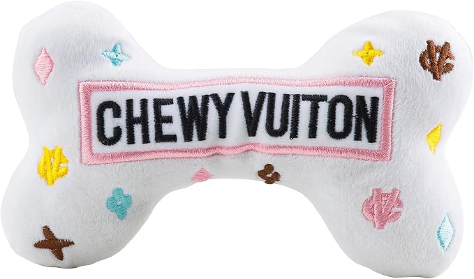 Haute Diggity Dog Chewy Vuiton Bone Plush Dog Toy, Designer Parody Toy