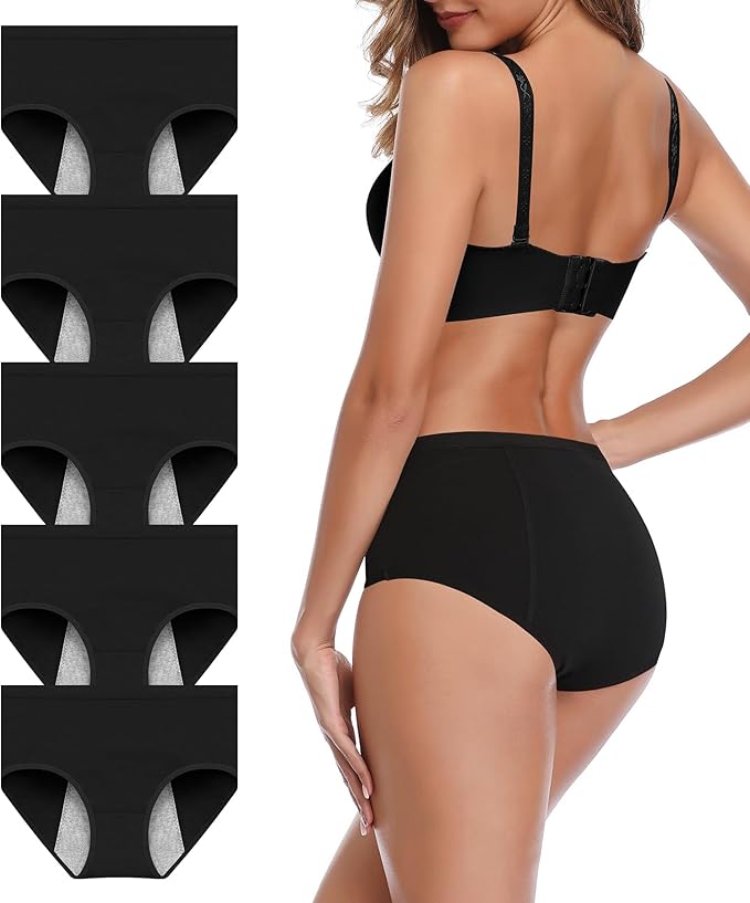 JojoQueen Period Underwear for Women Menstrual Panties Cotton Postpartum Easy Clean Teens Brief