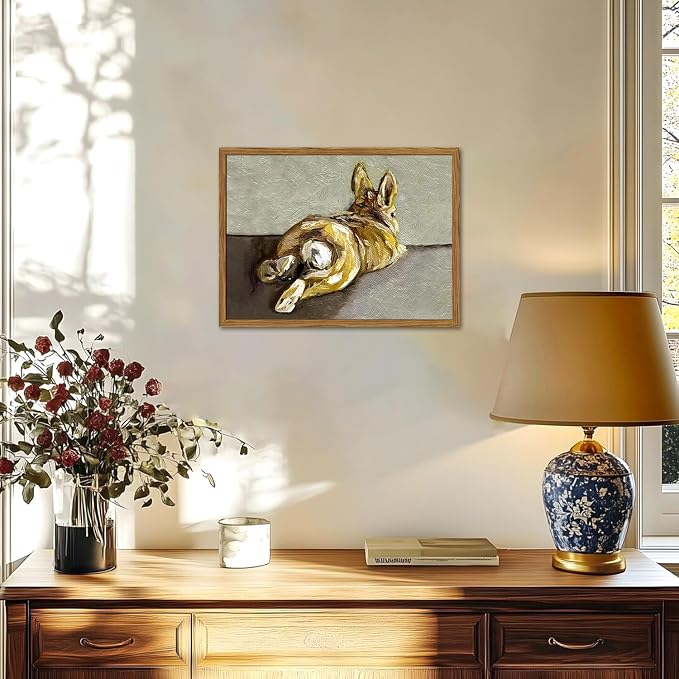 Framed Vintage Easter Bunny Wall Art, Cute Rabbit Pictures Wall Decor, Rustic Farmhouse Animal Paintings Canvas Prints Cottagecore Home Decor for Living Room Nursery Bedroom 12x16 inch